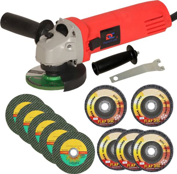 Digital Craft Angle Grinder 6100 Red,5Pc 4"Inch Metal Cutting Wheel,5Pc 4"Inch Flap Disc Angle Grinder
