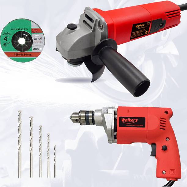 Walkers WKCB417M1 100mm Angle Grinder with 10mm Drill Machine for Making Holes Angle Grinder