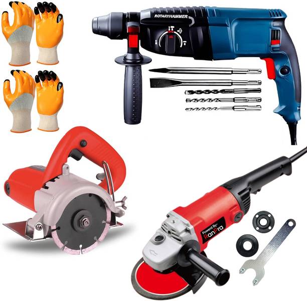 RanPra 26MM ROTARY HAMMER DRILL | 5INCH ANGLE GRINDER| TILE CUTTER Chop Saw