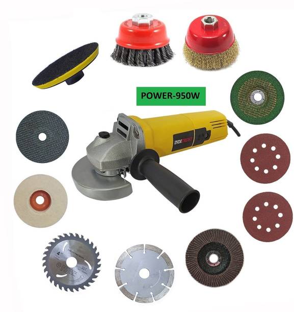 Inditrust 950w 4" Heavy duty angle grinder machine with 11pc wheel set Angle Grinder