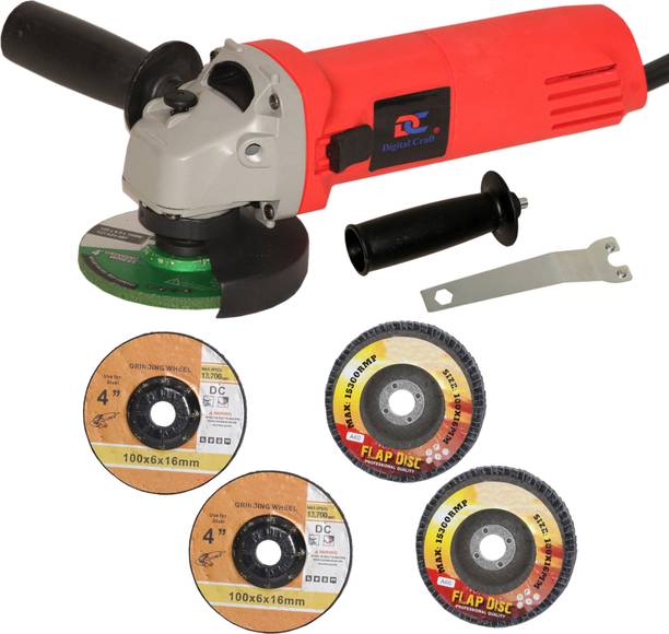 Digital Craft Angle Grinder 6100 Red,2Pc 4"Inch Metal Grinding Wheel,2Pc 4"Inch Flap Disc Angle Grinder
