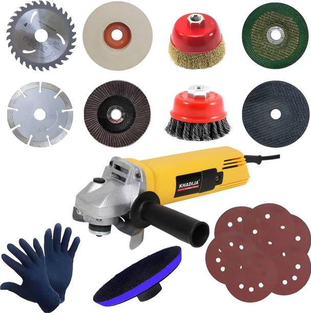Khadija AG-801 4-Inch/100MM 850-Watt Yellow (AG-801 [Tail Switch] with 20pcs Wheels Set) Angle Grinder