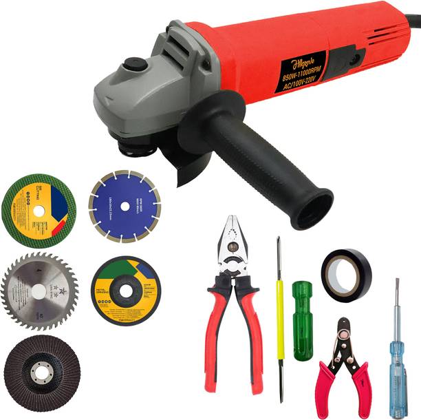 Hillgrove HGM914M3 4"inch Angle Grinder Machine with 5Pcs Hand Tool Kit and 5Pcs Wheels Angle Grinder