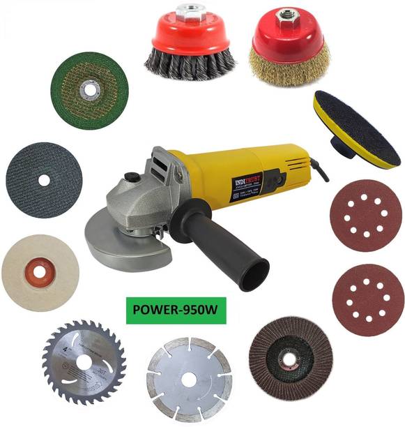Inditrust Heavy duty 900 Powerful Machine with 11 Multi type wheel set Angle Grinder