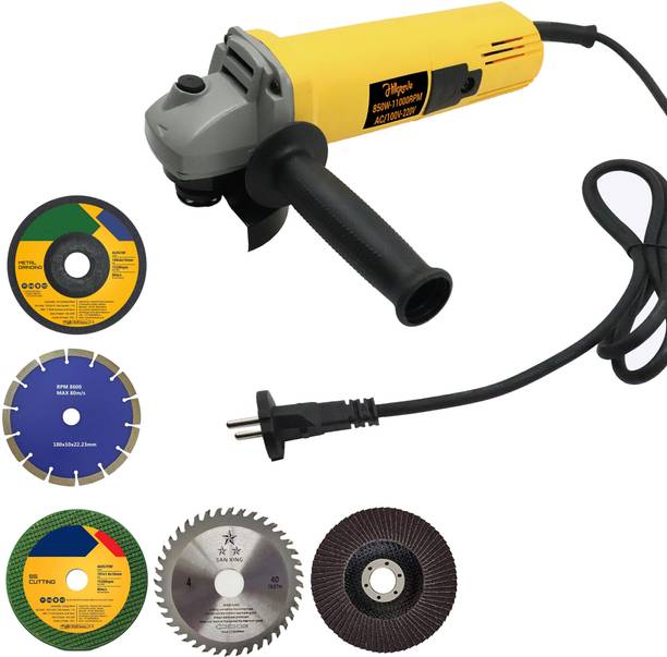 Hillgrove HGCM890M2 4"inch Heavy Duty Grinder Machine with 5Pcs Cutting , Polishing Wheels Angle Grinder