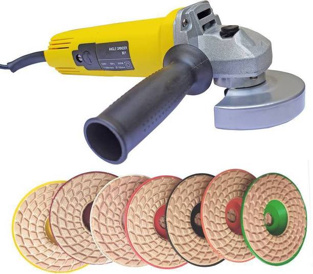 Sauran 900W Angle Grinder With 7Pc 4' Diamond Polishing Pads For Glass Granite Marble Angle Grinder