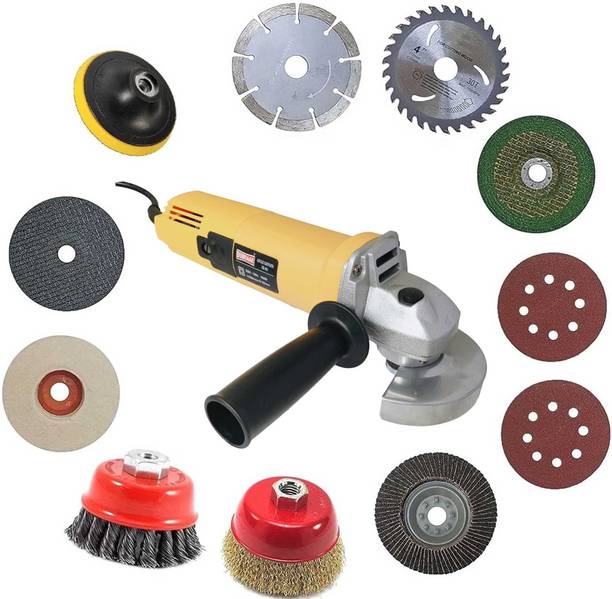 DUMDAAR DM801 950W Angle grinder machine & Multi type 11pc wheel set Angle Grinder