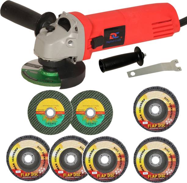 Digital Craft Angle Grinder 6100 Red,5Pc 4"Inch Flap Disc,2Pc 4"Inch Cutting Wheel Angle Grinder