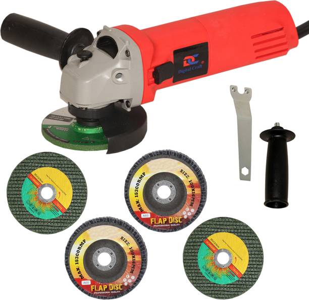 Digital Craft Angle Grinder 6100 Red,2Pc 4"Inch Flap Disc,2Pc 4"Inch Cutting Wheel Angle Grinder