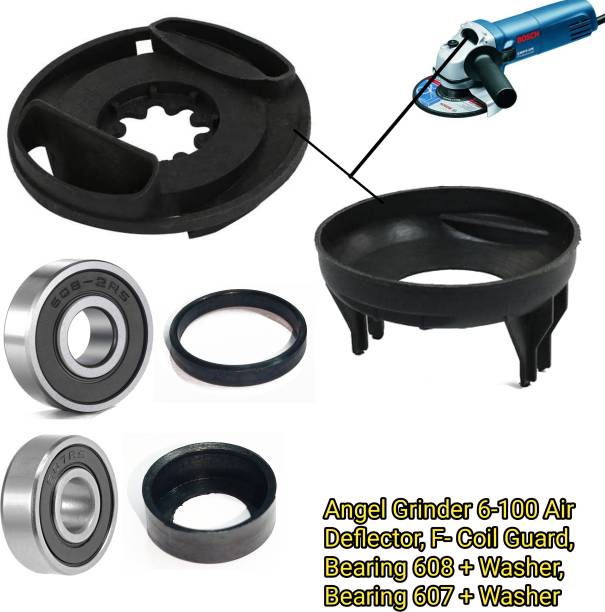 TMX Bosch 6-100 Spares Air-Deflector Ring, Coil Guard,608-607 bearing+washer Pack 6 Angle Grinder