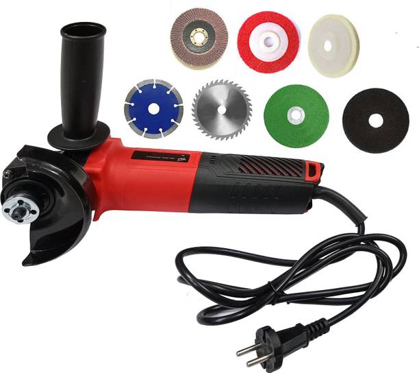 Mass Pro 100mm Angle Grinder Machine 1100W & RPM 11000 7Pc Attachments Angle Grinder