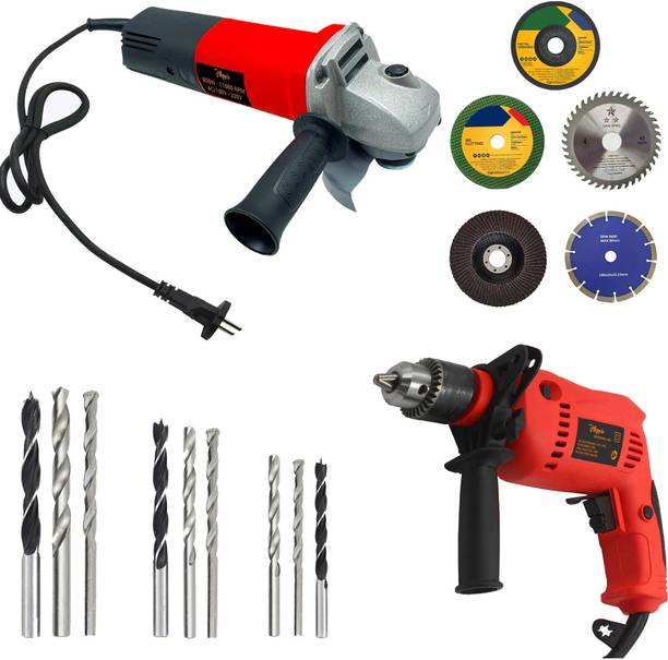 Hillgrove HGCM964M3 4"inch Angle Grinder with 13mm Power Drill Machine and 5Pcs Wheels Angle Grinder