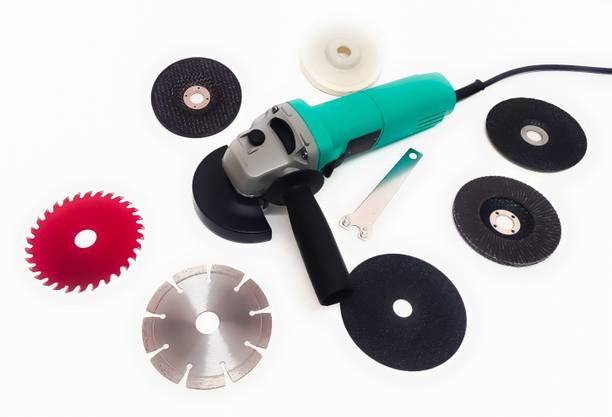 Relfa RF-AG6-100 Heavy Duty Machine with 7 high quality 4-inch wheels for cutting grinding buffing application (710 Watt & 11000 RPM) Angle Grinder