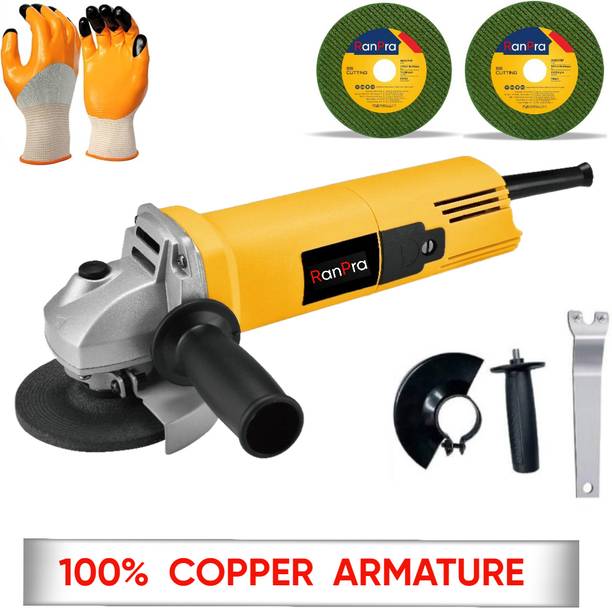 RanPra 4INCH ANGLE GRINDER WITH 2 CUTTING WHEEL & SAFETY GLOVES Angle Grinder