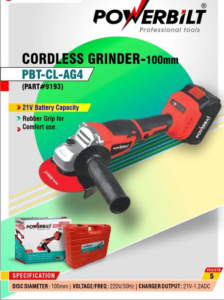 POWERBUILT MPT PBT-CL-AG-21V CORDLESS ANGLE GRINDER 21V LI-ION BATTERY & CHARGER Angle Grinder