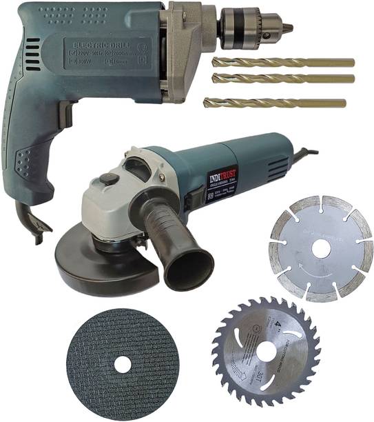 Inditools Sliding machine With 10mm Drill machine 3pc wheel set Angle Grinder