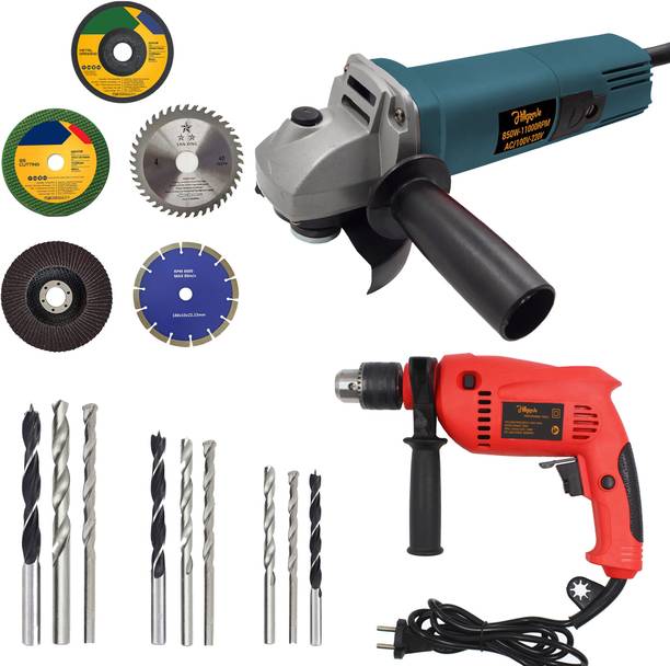 Hillgrove HGCM942M3 4"inch Angle Grinder with 13mm Power Drill Machine and 5Pcs Wheels Angle Grinder