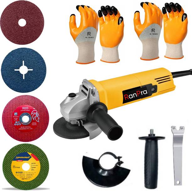 RanPra 4 INCH ANGLE GRINDER| 4 GRINDING & CUTTING BLADE| 2 PAIR GLOVES Angle Grinder