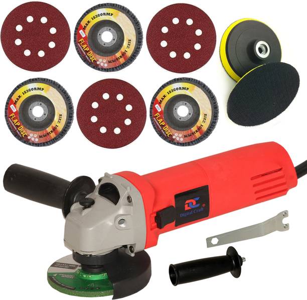 Digital Craft Angle Grinder 6100 Red,Pad 3Pc Sandpaper,3Pc 4"Inch Flap Disc Angle Grinder
