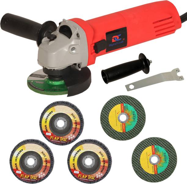 Digital Craft Angle Grinder 6100 Red,2Pc 4"Inch Metal Cutting Wheel,3Pc 4Inch Flap Disc Angle Grinder