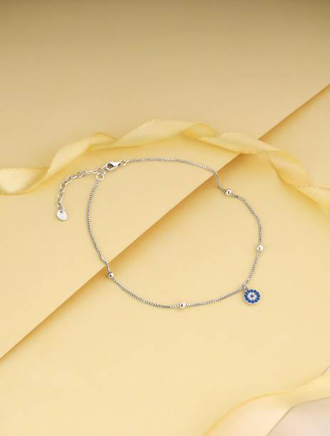 925 Silver Evil Eye Charm Anklet for Women Sterling Silver Toe Anklet