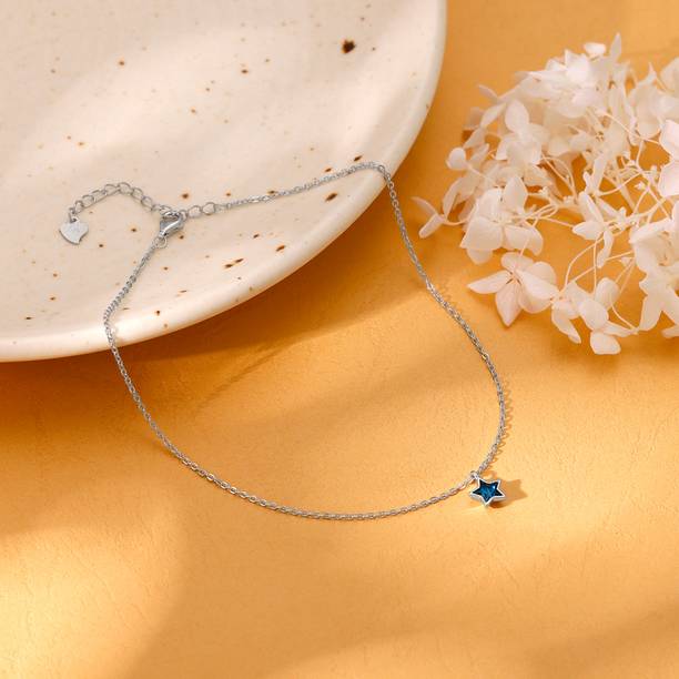 925 Silver Blue Star Anklet for Women Sterling Silver Toe Anklet