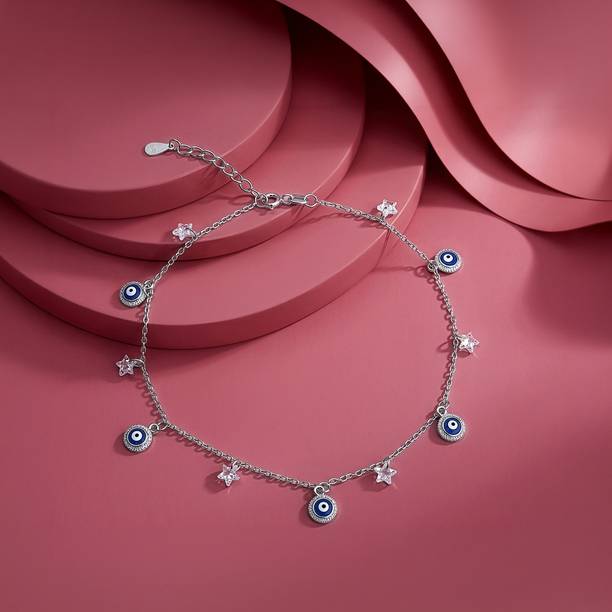 Silver Mystic Evil Eye Anklet Sterling Silver Anklet
