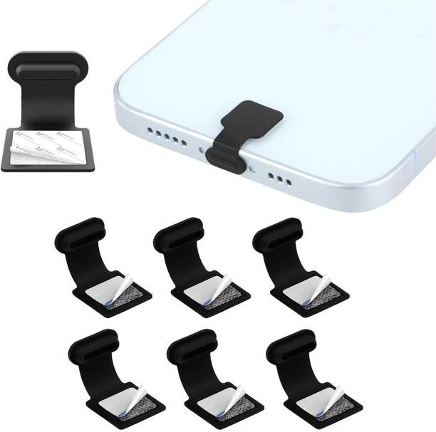 MAK Type C Charging Port Adhesive Dust Protection Caps, Anti-Lost Plug Protectors Power Port Black Anti-dust Plug