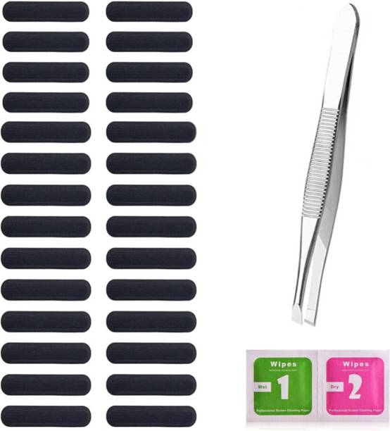 MAK Dustproof Net Sticker, Speaker Mesh Adhesive Sticker, (28pcs- 2.2cm) with Forcep Audio Jack Black Anti-dust Plug