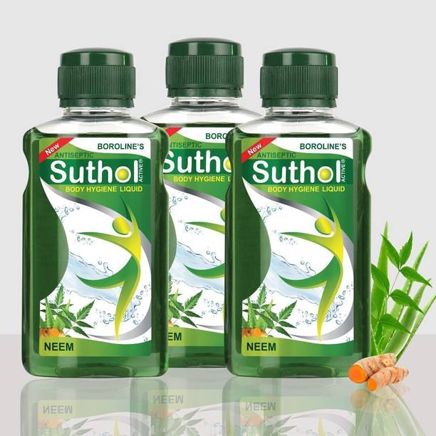 BOROLINE SUTHOL Active Neem 200 ml X 3 | Stops Irritations, Prickly Heat, Itching Antiseptic Liquid