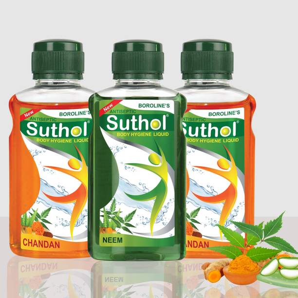 BOROLINE Active Chandan Liquid Drop 200ML X 2 + Neem Liquid Drop 200ML X 1 Antiseptic Liquid
