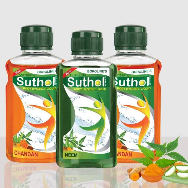 BOROLINE Active Chandan Liquid Drop 200ML X 2 + Neem Liquid Drop 200ML X 1 Antiseptic Liquid
