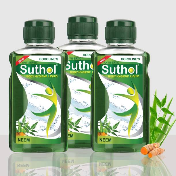 BOROLINE SUTHOL Neem 200 ml X 3 | Stops Irritations, Prickly Heat, Itching Antiseptic Liquid