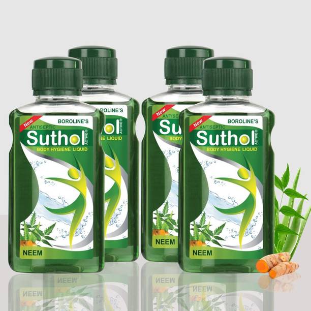 BOROLINE's SUTHOL Active Neem 200 ml X 4 | Stops Irritations, Prickly Heat, Itching Antiseptic Liquid