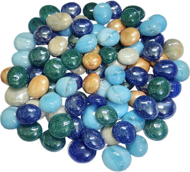WISKET 820g Opaque Glass Pebbles Stones for Decoration Aquarium Plant Pots Fish Tank Polished Round Fire Glass Pebbles