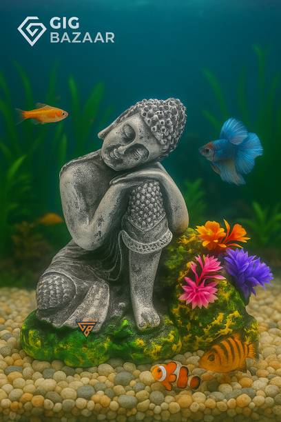 GIG BAZAAR Aquarium Ancient Thinking Buddha Statue for Fish Tank Decorations Ornaments Laterite Unplanted Substrate