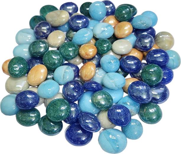 WISKET 860g Opaque Glass Pebbles Stones for Decoration Aquarium Plant Pots Fish Tank Polished Round Fire Glass Pebbles