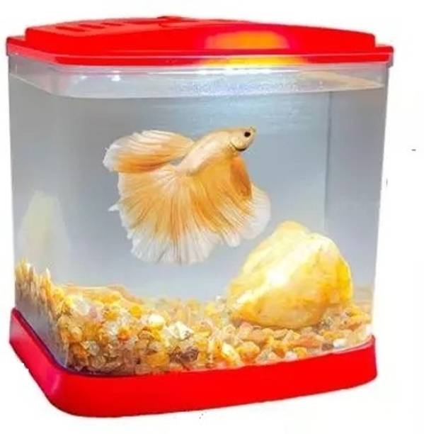 PK Shopee 1L Single Betta Aquarium fish Tank with Led Light Rectangle Aquarium Tank