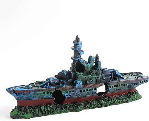 HASTHIP Vintage Warship Aquarium Decor Bowfront Aquarium Tank