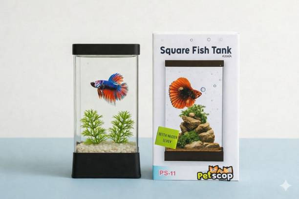 Petscope SQUARE FISH TANK(PS-11 BLACK)1.5 Liter Rectangle Aquarium Tank
