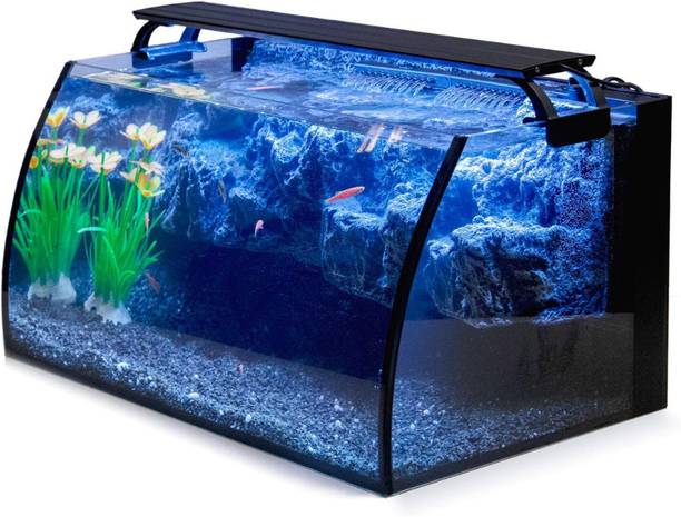 Hygger HG906 36L LED Aquarium Kit | Curved Glass | 3D Rockery | Quiet Filter Rectangle Aquarium Tank