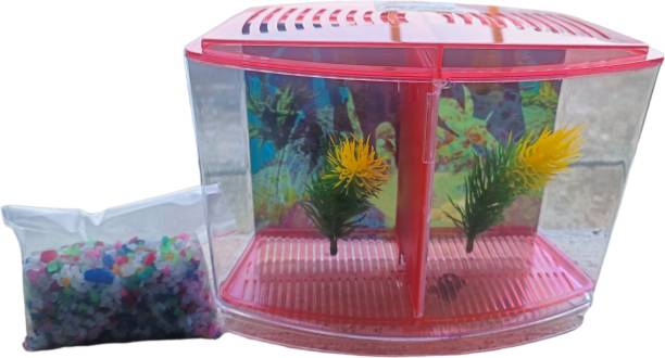 RPM 8 Inches Betta Mini Fish Tank Red Rectangle Aquarium Tank
