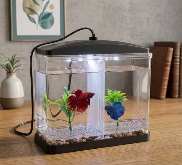SSaquatic Mini Betta fish aquarium tank with LED light for home decoration Rectangle Aquarium Tank
