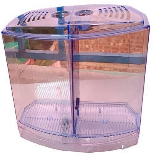 SWEETY CLOUR FISH Betta Double House Tank_1 L. water tank for Two Fighter fishes. Rectangle Aquarium Tank