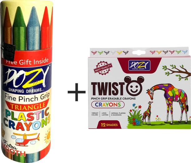 Dozy Twisto Pinch Grip Erasable Crayons 12shade pack-2