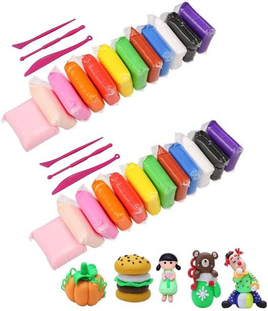 MANODHRUVA Air Dry Foam Modelling Clay with Tools, Soft and Light Clay, Pack of 24 Colors Art Clay