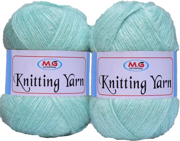 M.G Enterprise Knitting Wool Yarn, Soft Fancy Feather Wool Sea Green 200 gm- Art-HGA