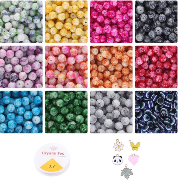 ambitieux DIY 12 350+ glass marbel beads with 5 charms kit