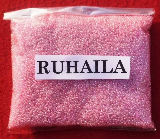 RUHAILA LIGHT PINK COLOR GLASS BEADS-400 GMS FOR ART CRAFT JWELLERY EMBRIODERY