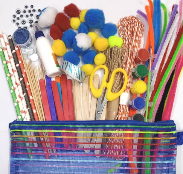 INDIKONB 15 in 1 Art and Craft Kit with Craft Supplies Set Craft Materials Items for Kids